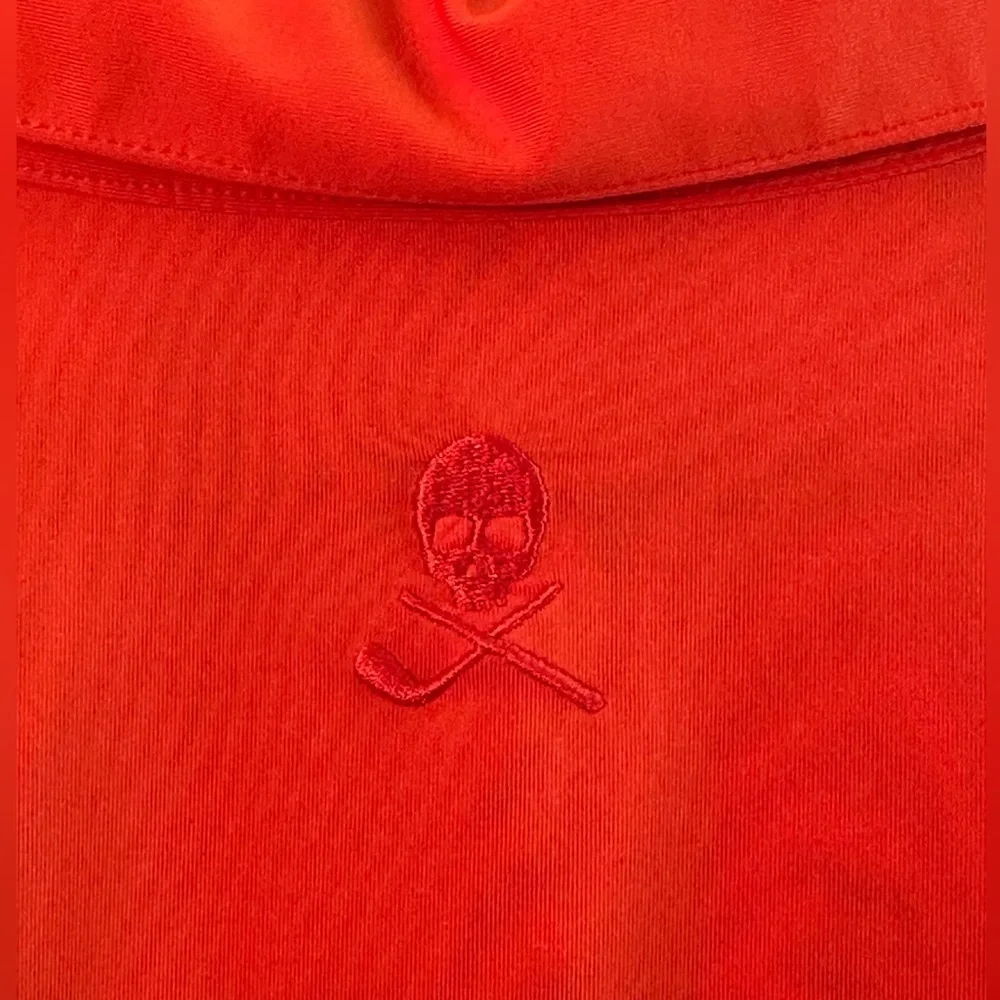 ROBERT GRAHAM 2XL Orange Performance Golf Polo Short Sleeve Skull and Cross Club - Picture 9 of 10